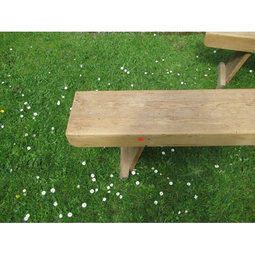 45 - A pair of pine benches, length 98ins, depth 10ins, height 17ins