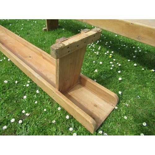 45 - A pair of pine benches, length 98ins, depth 10ins, height 17ins