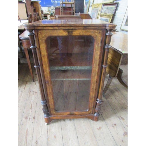 51 - A fine Victorian and inlaid burr music cabinet, with a quarter veneered top, fitted three original s... 