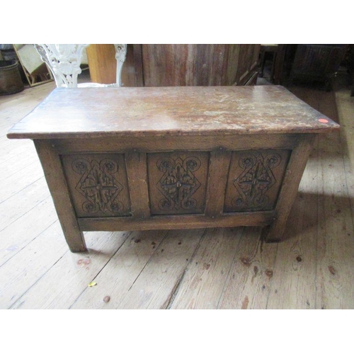 54 - A small Antique style oak coffer. width 36ins, depth 17ins, height 19ins