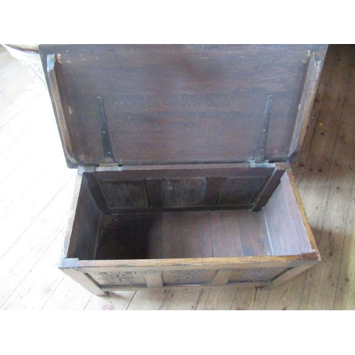 54 - A small Antique style oak coffer. width 36ins, depth 17ins, height 19ins