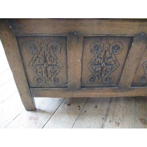 54 - A small Antique style oak coffer. width 36ins, depth 17ins, height 19ins