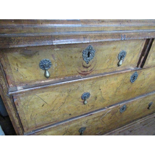 55 - An 18th century walnut secretaire cabinet, the drop down top section revealing drawers, over the bas... 