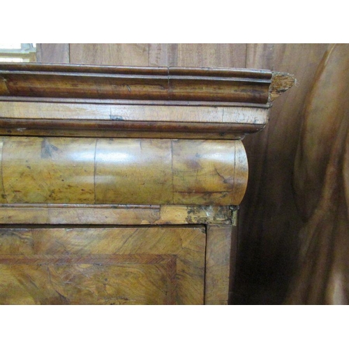 55 - An 18th century walnut secretaire cabinet, the drop down top section revealing drawers, over the bas... 