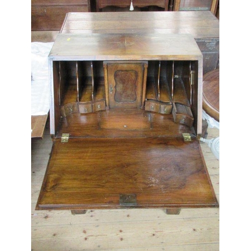 57 - A burr walnut bureau, width 27ins, height 39ins