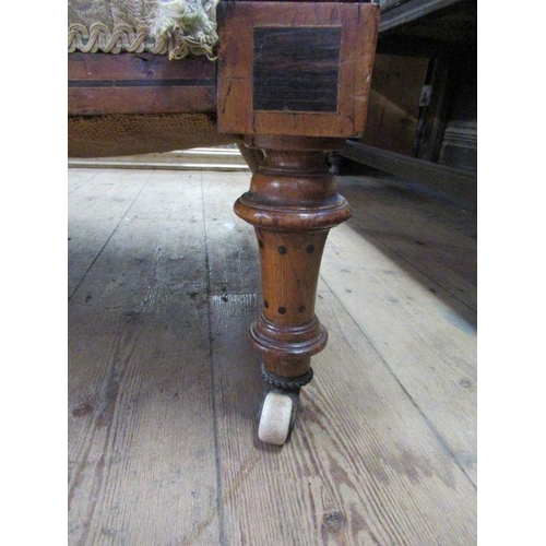 63 - A Victorian salon settee, with inlaid decoration,  width 65ins