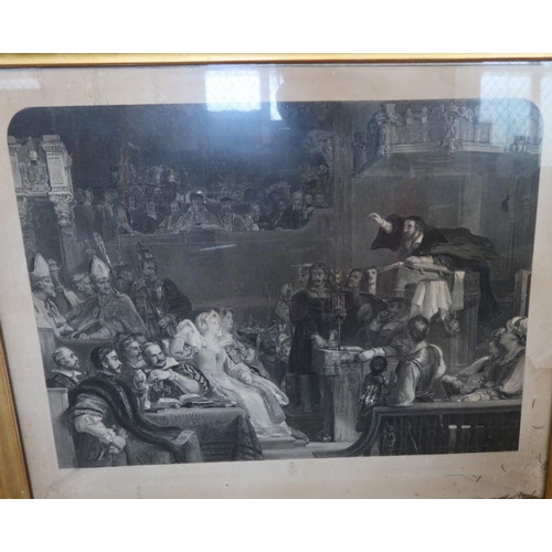 95 - The Preaching of John Knox, black and white engraving, 27ins x 32ins