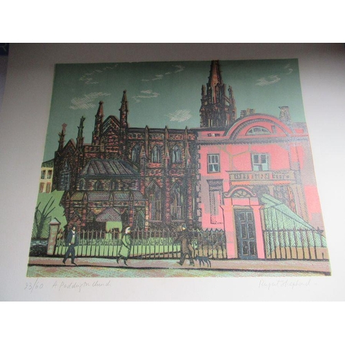 96 - Rupert Shephard, 'London, The Passing Scene' , limited edition folio of ten colour linocuts, each si... 