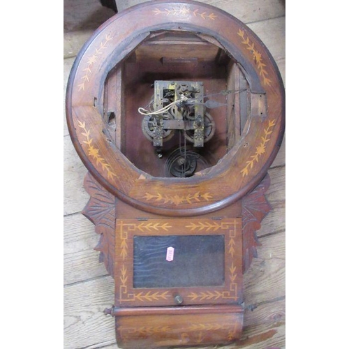 104 - Three Regulator style wall clocks, together with a drop dial clock, af