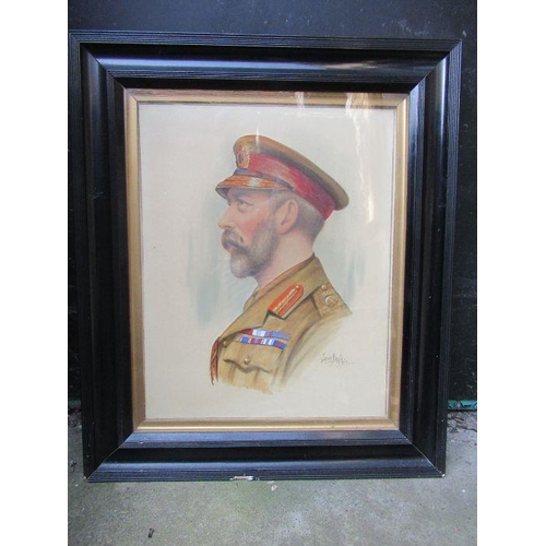 109 - James Higgs, two portraits, George V and a young Edward VIII, both in military dress, 19ins x 15ins