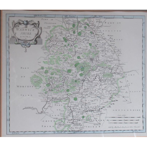 117 - Two reproduction maps after Morden, Gloucestershire and Warwickshire, 12ins x 14ins