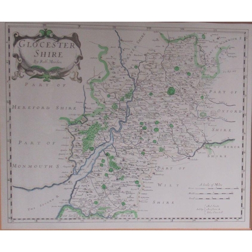 117 - Two reproduction maps after Morden, Gloucestershire and Warwickshire, 12ins x 14ins