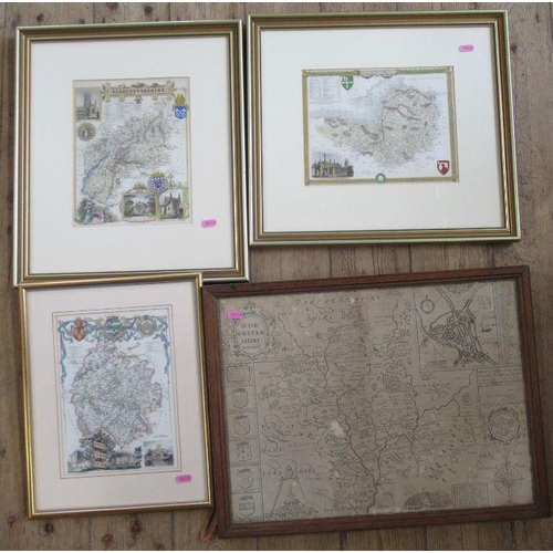 119 - Four framed maps, of Worcestershire, Herefordshire, Gloucestershire and Somerset