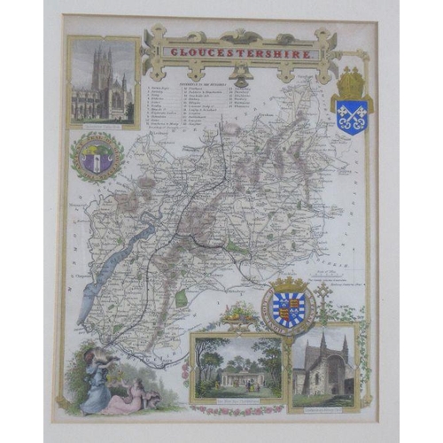 119 - Four framed maps, of Worcestershire, Herefordshire, Gloucestershire and Somerset