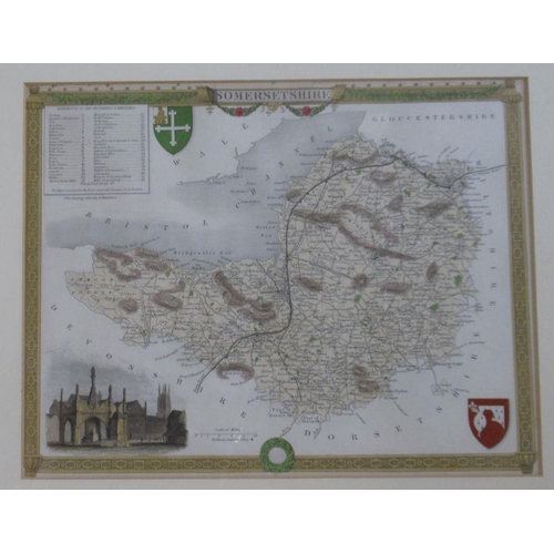 119 - Four framed maps, of Worcestershire, Herefordshire, Gloucestershire and Somerset