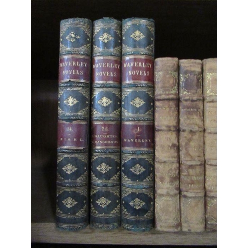 121 - A collection of 19th century Walter Scott novels and poetical works, to include 7 Volumes of Waverle... 