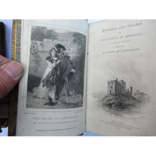 121 - A collection of 19th century Walter Scott novels and poetical works, to include 7 Volumes of Waverle... 