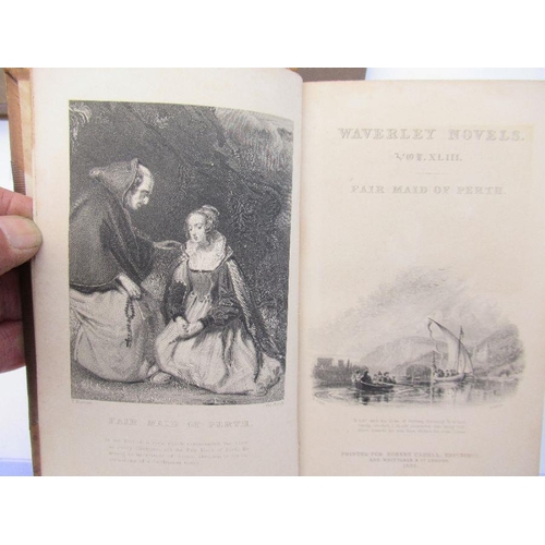 121 - A collection of 19th century Walter Scott novels and poetical works, to include 7 Volumes of Waverle... 