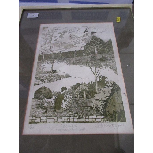 132 - Catherine Grubb, limited edition lithograph, 13/40, Monmouth, 13ins x 9.5ins