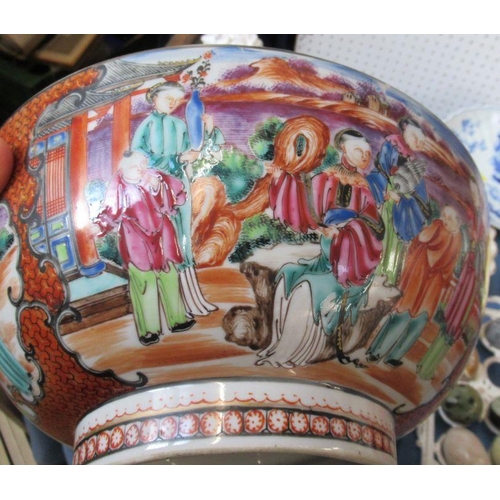 177 - An Oriental bowl, decorated with figures in polychrome colours, diameter 10.5ins - has a minor chip ... 