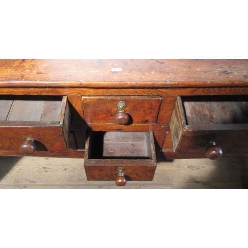 2 - An Antique oak dresser base, fitted with two banks of three drawers, 58.5ins x 18ins, height 33ins