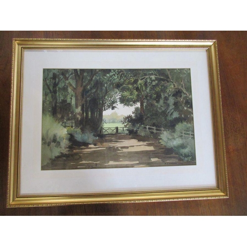 217 - H J Saddler, two watercolours, views through trees, 14ins x 21.5ins