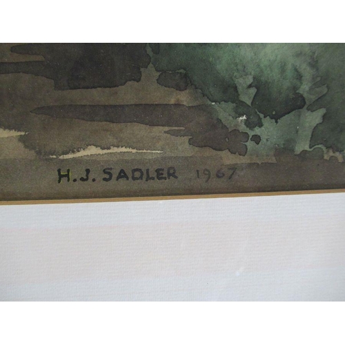 217 - H J Saddler, two watercolours, views through trees, 14ins x 21.5ins