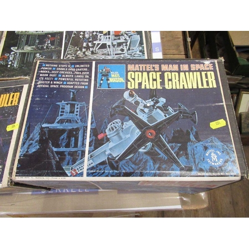 231 - A Mattel 'Man in Space' boxed Space Station, together with a boxed Space Crawler and a boxed Uni Tre... 