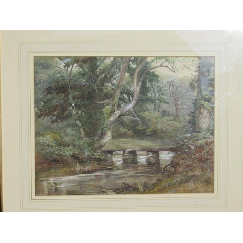 293 - Paul Joseph Naftel, watercolour, a stream in Guernsey, signed, 13ins x 17ins