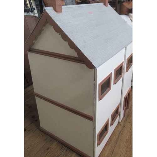 50 - A painted wooden dolls house, height 36ins, width 26.5ins, depth 20ins