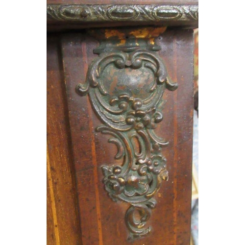 64 - A Victorian pier cabinet, with inlaid and pressed metal decoration, width 30ins, height 27.5ins, dep... 