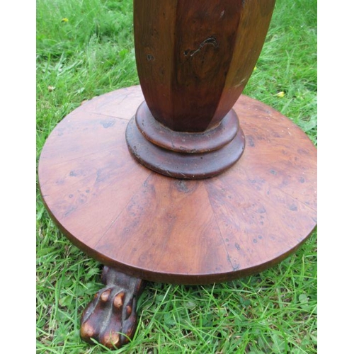 8 - A 19th century Burr Yew wood table, diameter 17ins, height 28ins