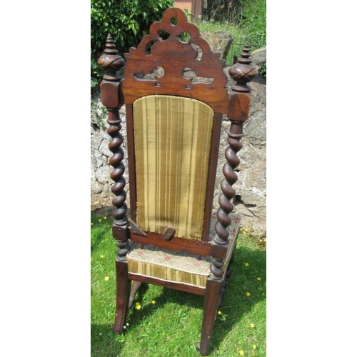 97 - A 19th century rosewood salon chair, with barley twist supports to the back, with tapestry seat