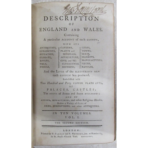 128 - Six volumes of a Description of England and Wales, second edition, 1775, volumes I, II, V, VI, VII, ... 