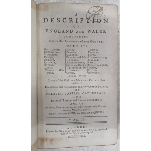 128 - Six volumes of a Description of England and Wales, second edition, 1775, volumes I, II, V, VI, VII, ... 