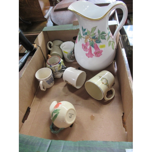 353 - A box of china to include swan , wash jug , mugs etc