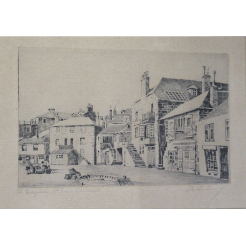 102 - Four Antique engravings, Ashby, The Quayside St Ives Cornwall, two Edward & Cherry and Sharland, vie... 