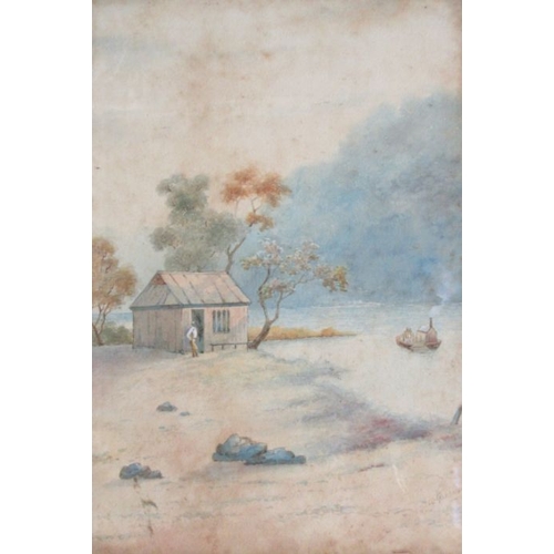 110 - An Edwardian overmantel, containing four watercolour landscapes, signed Gardner, 32ins x 48ins