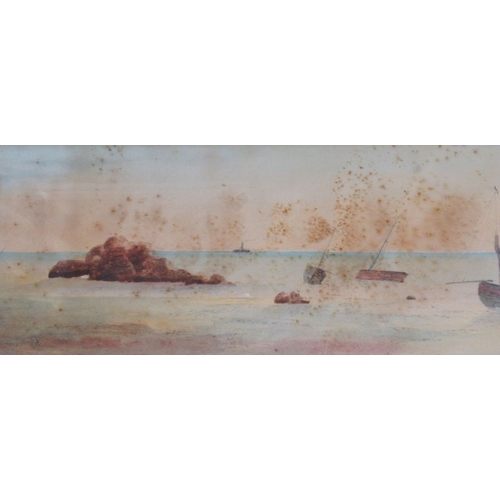 110 - An Edwardian overmantel, containing four watercolour landscapes, signed Gardner, 32ins x 48ins