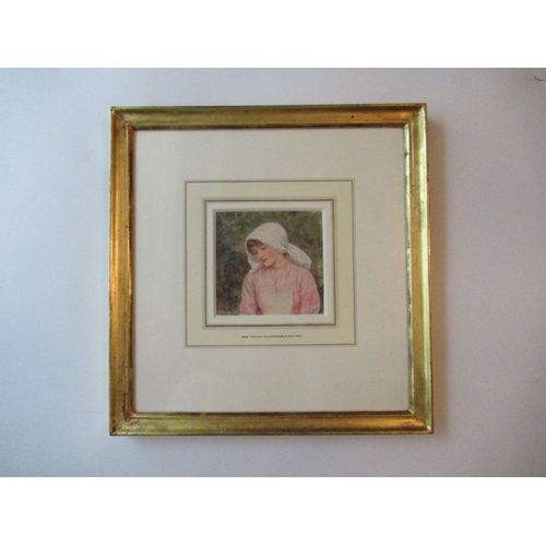 117 - Helen Allingham, watercolour, portrait of a young girl, 4.75ins x 4.75ins