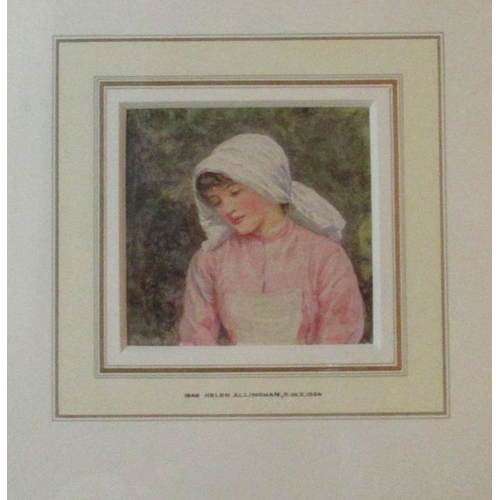 117 - Helen Allingham, watercolour, portrait of a young girl, 4.75ins x 4.75ins