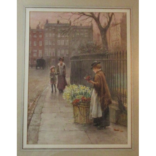 120 - Arthur Verey, watercolour, The Flower Girl, signed, 16.25ins x 12,25ins