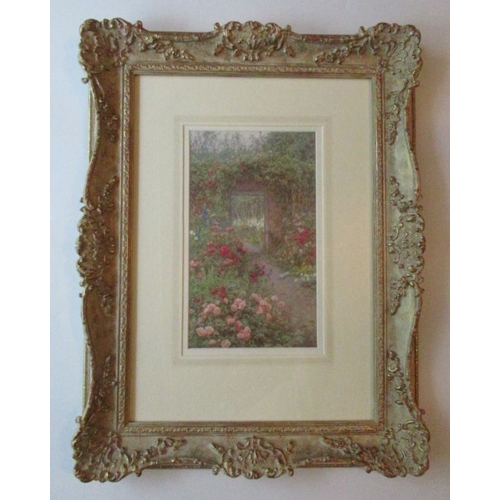 122 - Helen Allingham, watercolour, The Walled-In Garden, signed, 10.5ins x 6.5ins