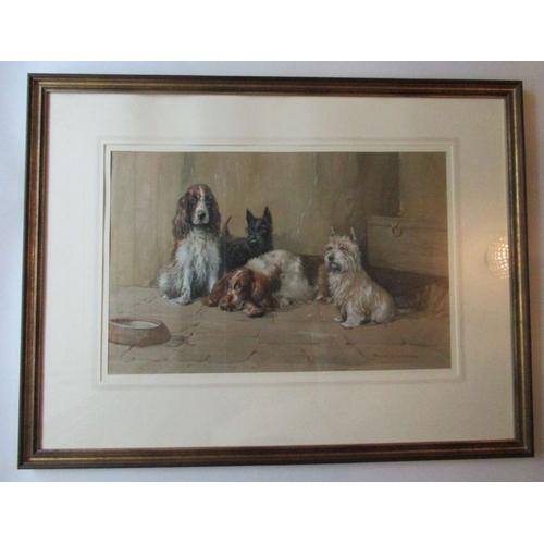 131 - Frank Rawling, watercolour, Spaniels and Terriers, signed, 14ins x 21ins