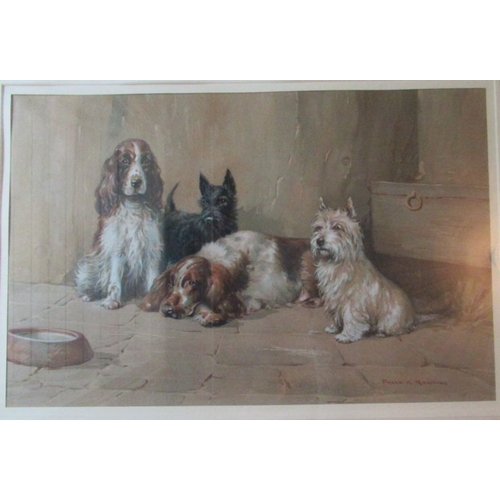 131 - Frank Rawling, watercolour, Spaniels and Terriers, signed, 14ins x 21ins