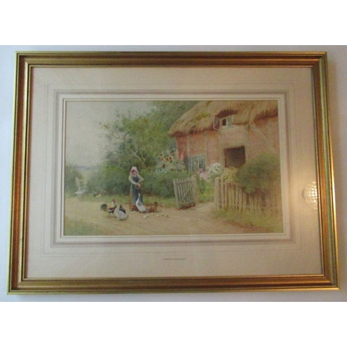 138 - Claude Strachan, watercolour, Feeding the hungry near Evesham, signed,11ins x 17.5ins