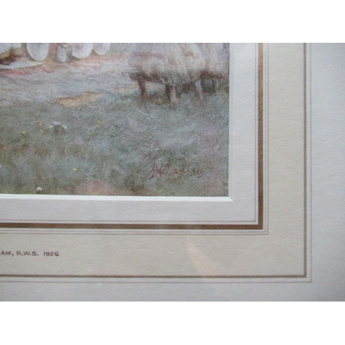 143 - Helen Allingham, watercolour, cottage scene with mother and child, signed, 9ins x 7.25ins