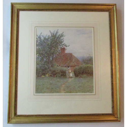 146 - Helen Allingham, watercolour, Near Haslemere, signed, 12.25ins x 10.75ins - Exhibited Cottages of Ye... 