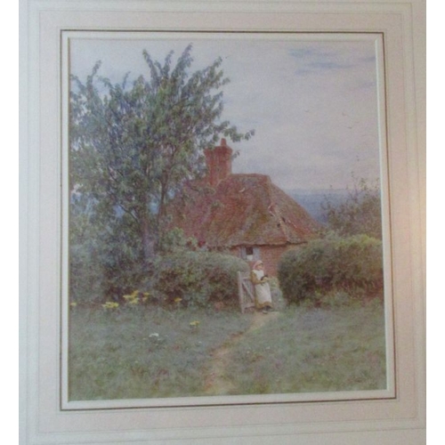 146 - Helen Allingham, watercolour, Near Haslemere, signed, 12.25ins x 10.75ins - Exhibited Cottages of Ye... 