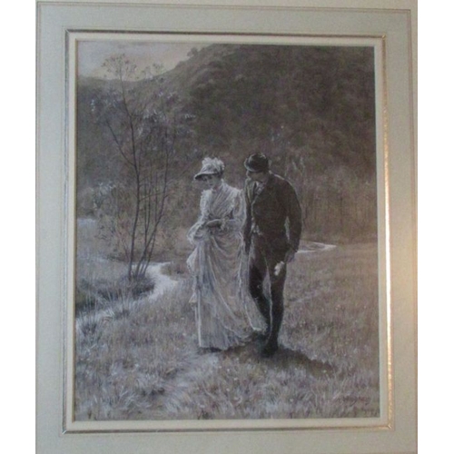 150 - Helen Allingham, watercolour and body colour, The Fields in May, figures walking, signed, 12ins x 9,... 